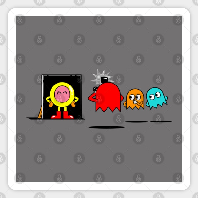 Funny Cute 80's Retro Video Game Characters Picture Taking For Gamers Sticker by BoggsNicolas